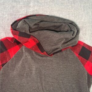 Plaid Red and Black Cowl Neck Shirt